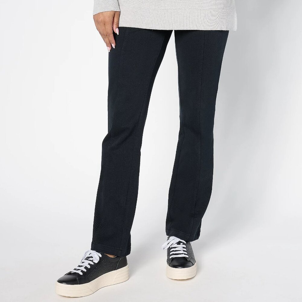 AnyBody Regular Stretch Knit Twill Kick Flare Pants w/Pintuck - (Sz L) a669419